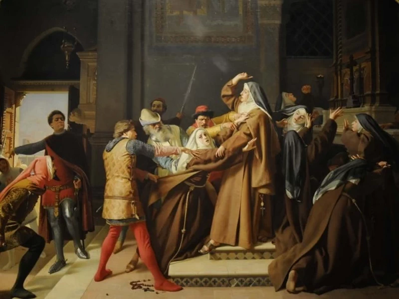 Piccarda Donati fatta rapire dal convento di Santa Chiara dal fratello Corso - Palazzo Pitti, Firenze